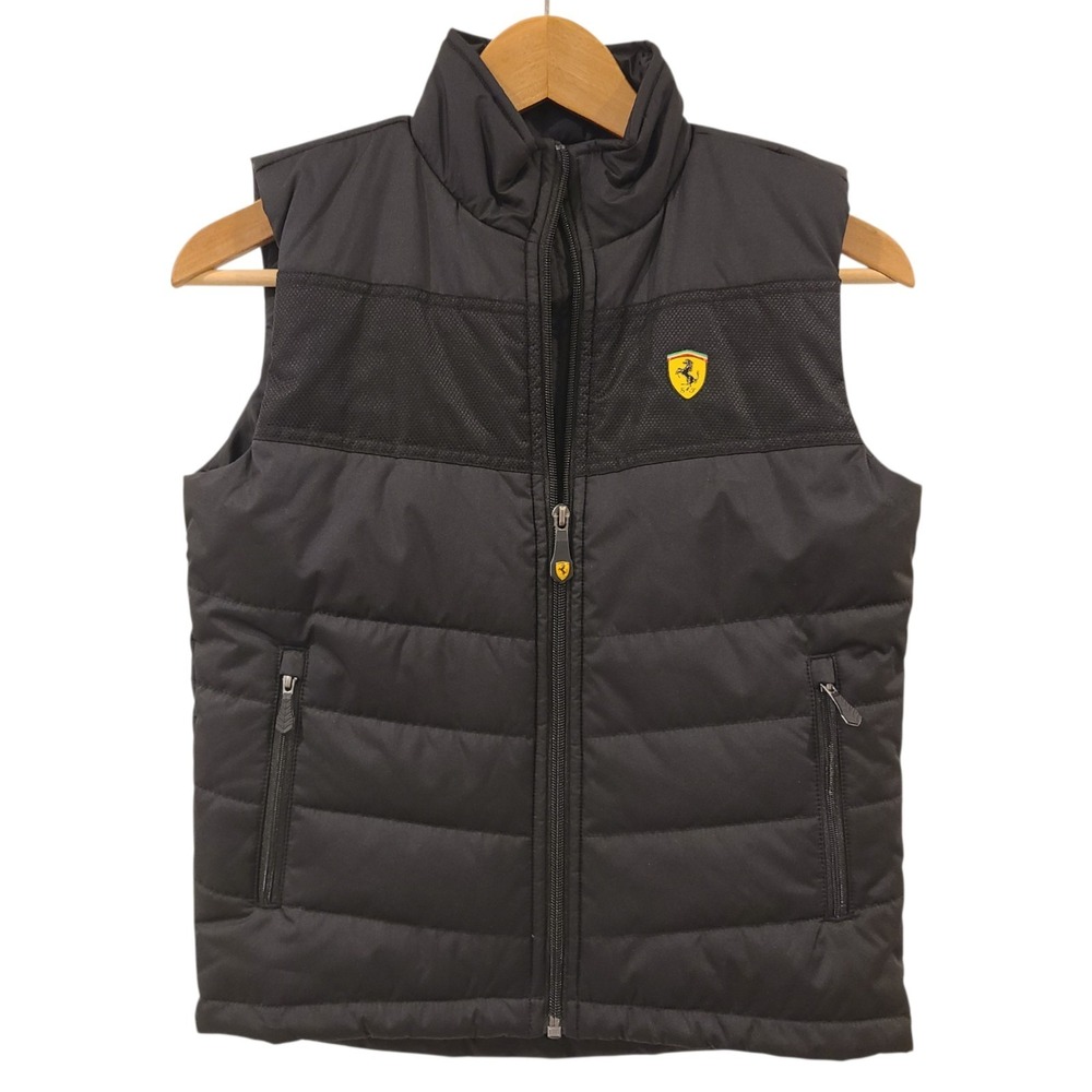 Ferrari Kids Black Scuderia F1 Puffer Vest Full-Zip Quilted‎ M Racing Autobahn